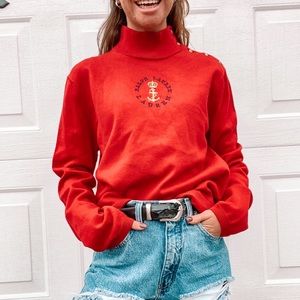 Ralph Lauren Red Mock Neck Sz Large